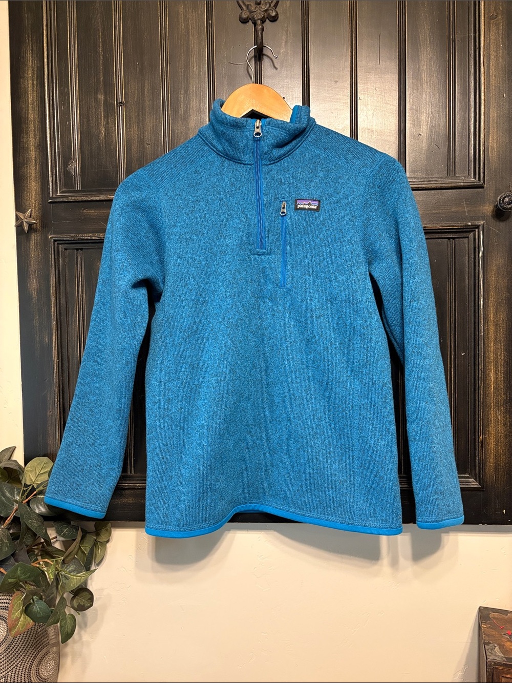 Patagonia Kids Teal Blue Quarter-Zip Fleece Pullover